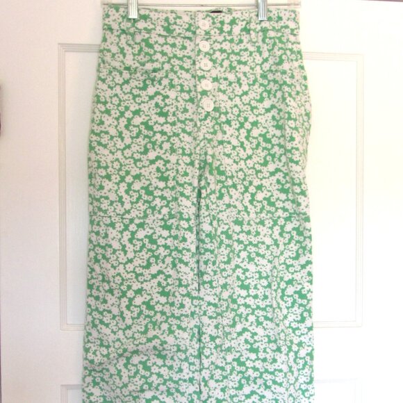 Urban Outfitters BDG Green and White Floral Pants, Button Fly, Size 25 - Picture 1 of 7